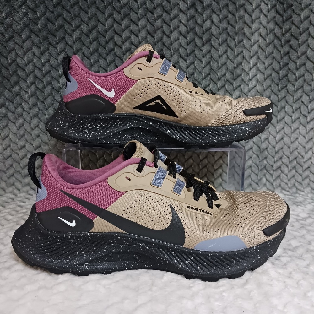 Nike Pegasus Trail 3 Khaki Light Mulberry Women's Walking Running Shoes Size 7.5